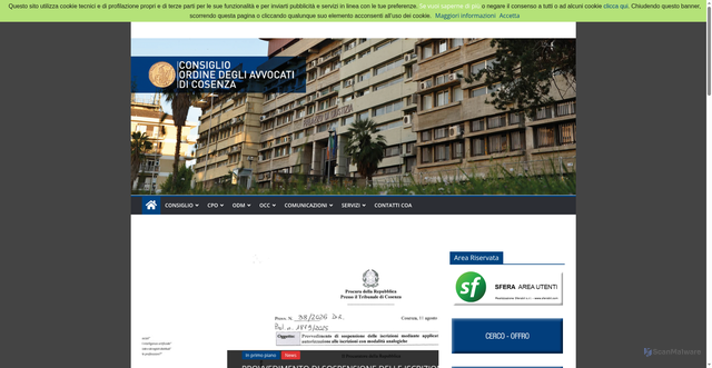 Security scan screenshot of https://ordineavvocaticosenza.it/