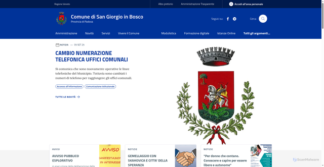 Security scan screenshot of https://www.comune.sangiorgioinbosco.pd.it/