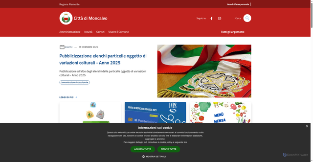 Security scan screenshot of https://www.comune.moncalvo.at.it/it