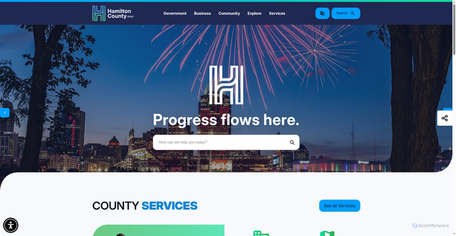 Security scan screenshot of https://hamiltoncountyohio.gov/