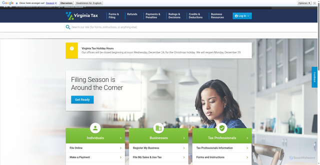 Security scan screenshot of https://www.tax.virginia.gov/
