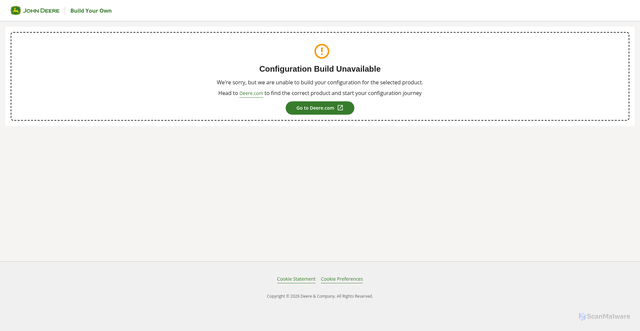 Security scan screenshot of https://buildyourown.deere.com
