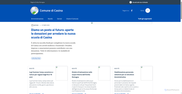 Security scan screenshot of https://www.comune.casina.re.it