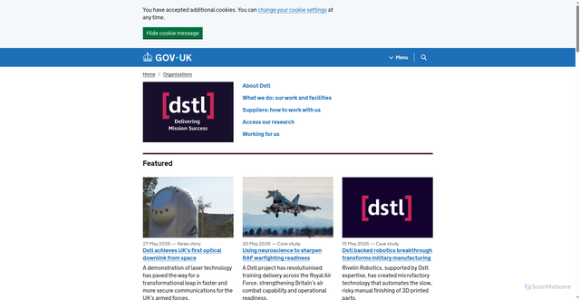 Security scan screenshot of http://www.dstl.gov.uk/