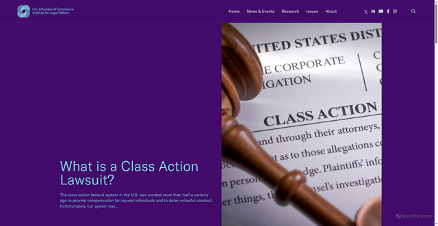 Security scan screenshot of https://instituteforlegalreform.com/blog/what-is-a-class-action-lawsuit/