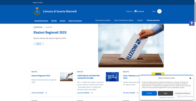 Security scan screenshot of https://comune.soveriamannelli.cz.it/