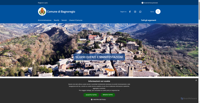 Security scan screenshot of https://www.comune.bagnoregio.vt.it