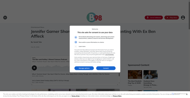 Security scan screenshot of https://b98fm.iheart.com/content/2026-02-25-jennifer-garner-shares-rare-insight-into-co-parenting-with-ex-ben-affleck/