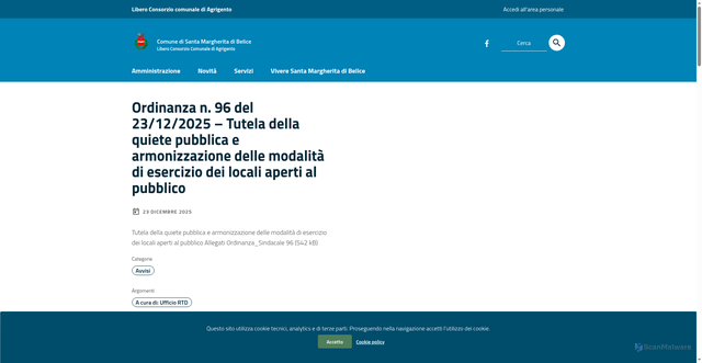 Security scan screenshot of https://www.comune.santamargheritadibelice.ag.it/