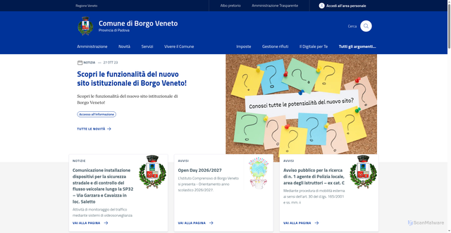 Security scan screenshot of https://www.comune.borgoveneto.pd.it/