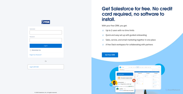 Security scan screenshot of https://jysk.my.salesforce.com/