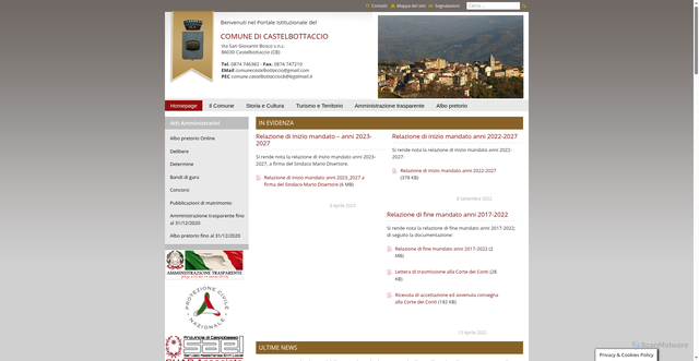 Security scan screenshot of https://comune.castelbottaccio.cb.it/