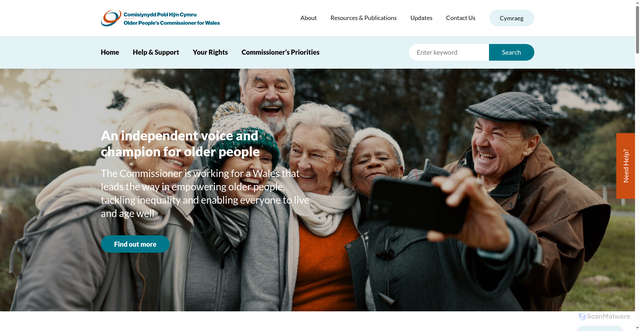 Security scan screenshot of https://olderpeople.wales/