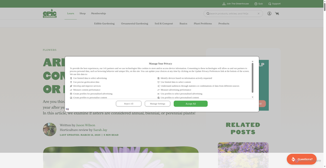 Security scan screenshot of https://www.epicgardening.com/asters-annuals-or-perennials/