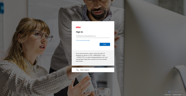 Security scan screenshot of https://inforsaas.service-now.com