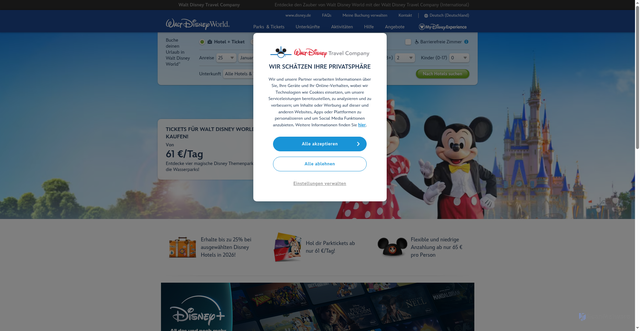 Security scan screenshot of https://www.disneyholidays.com/walt-disney-world/