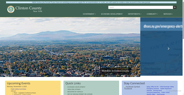 Security scan screenshot of https://clintoncountyny.gov/