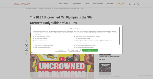 Security scan screenshot of https://www.oldschoollabs.com/the-best-uncrowned-mr-olympia-is-the-5th-greatest-bodybuilder-of-all-time/