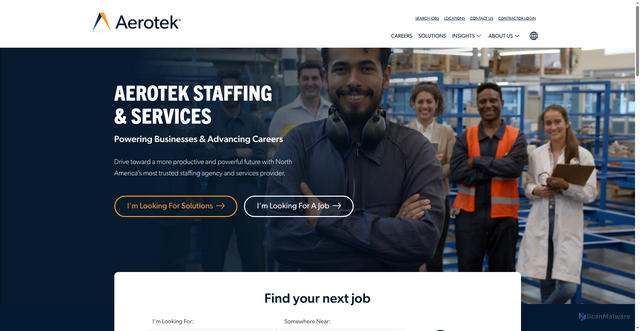 Security scan screenshot of https://www.aerotek.com/en