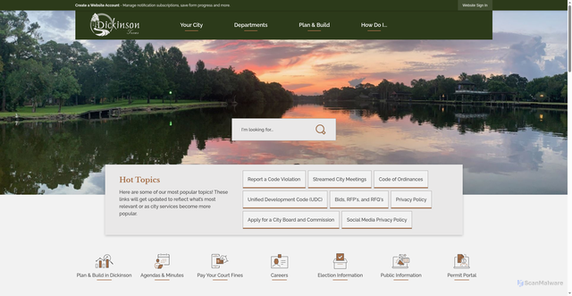 Security scan screenshot of https://www.dickinsontexas.gov/