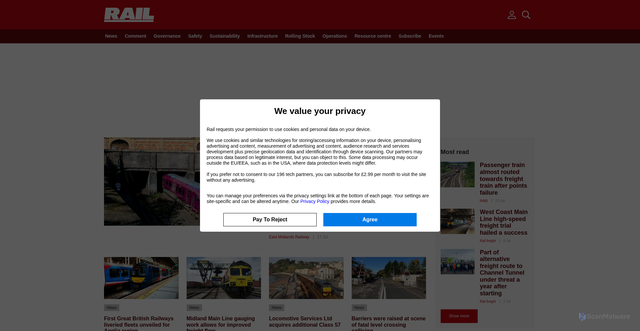 Security scan screenshot of https://railmagazine.com