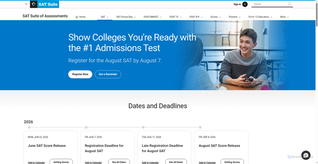 Security scan screenshot of https://satsuite.collegeboard.org/sat