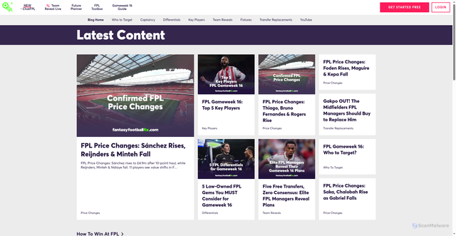 Security scan screenshot of https://www.fantasyfootballfix.com/blog-index/