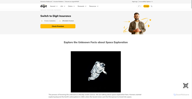 Security scan screenshot of https://www.godigit.com/guides/space-exploration