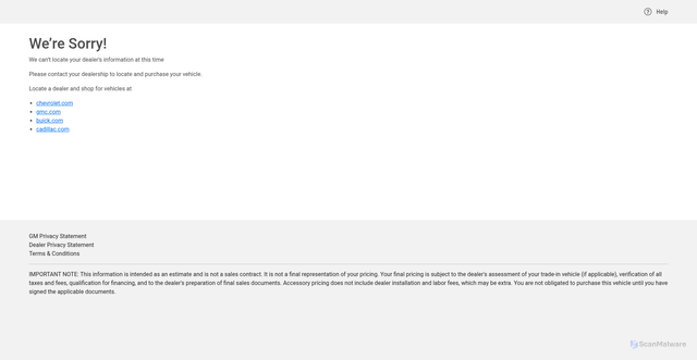 Security scan screenshot of https://buy.gm.com