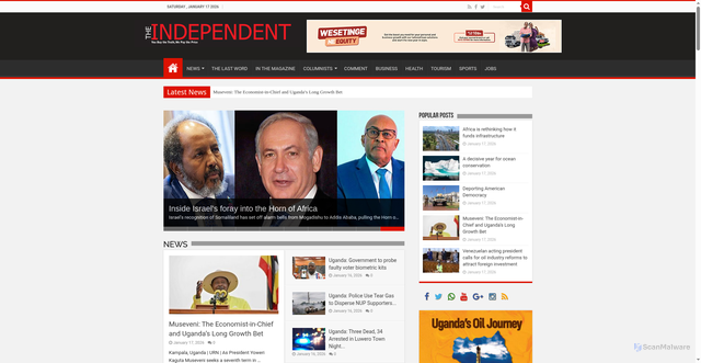 Security scan screenshot of https://independent.co.ug