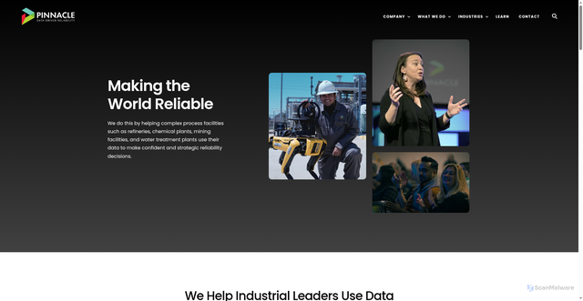 Security scan screenshot of https://pinnaclereliability.com/about/