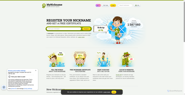 Security scan screenshot of https://nick-name.ru