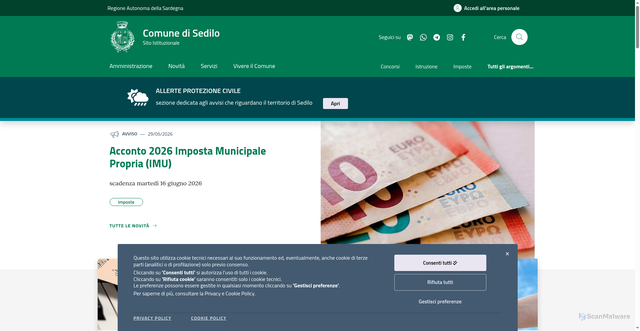 Security scan screenshot of https://www.comune.sedilo.or.it/