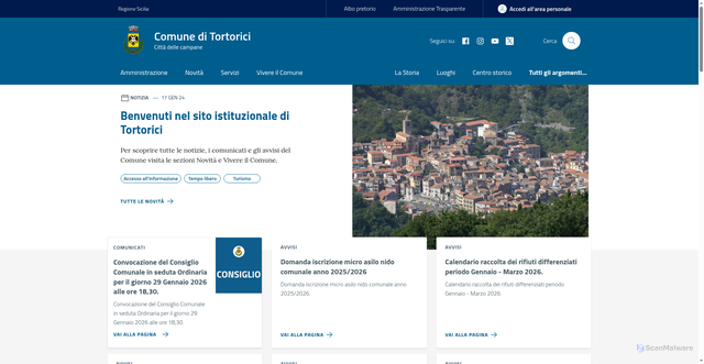 Security scan screenshot of https://www.comune.tortorici.me.it/