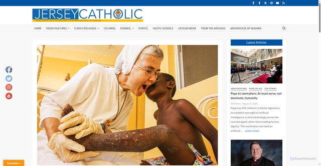 Security scan screenshot of https://jerseycatholic.org/former-archdiocese-sister-now-helping-with-earthquake-recovery-in-haiti
