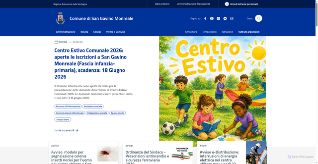 Security scan screenshot of https://www.comune.sangavinomonreale.vs.it