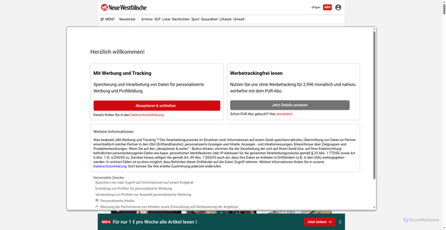 Security scan screenshot of https://www.nw.de