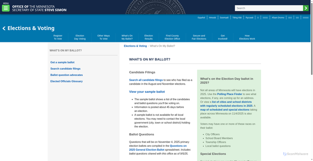 Security scan screenshot of https://www.sos.mn.gov/elections-voting/whats-on-my-ballot/