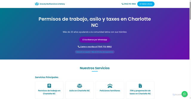 Security scan screenshot of https://aracelymultiservices.com/