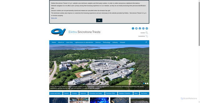 Security scan screenshot of https://www.elettra.eu/