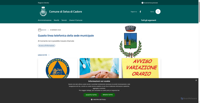 Security scan screenshot of https://www.comune.selvadicadore.bl.it/it