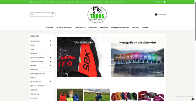 Security scan screenshot of https://taroshundsport.se