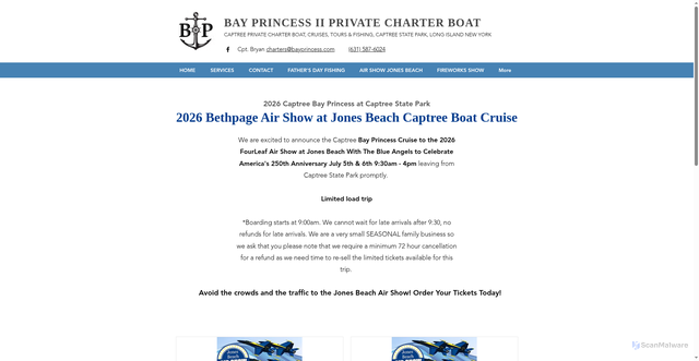 Security scan screenshot of https://www.bayprincess.com/jones-beach-air-show