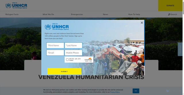 Security scan screenshot of https://www.unrefugees.org/emergencies/venezuela/