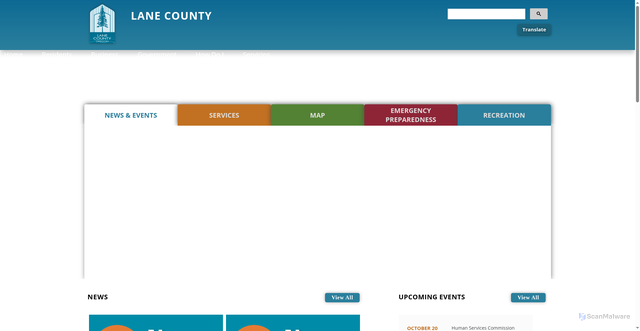 Security scan screenshot of https://www.lanecountyor.gov/