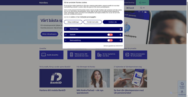 Security scan screenshot of https://nordea.se