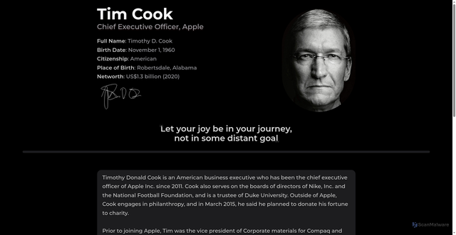 Security scan screenshot of https://tim-cook.vercel.app/