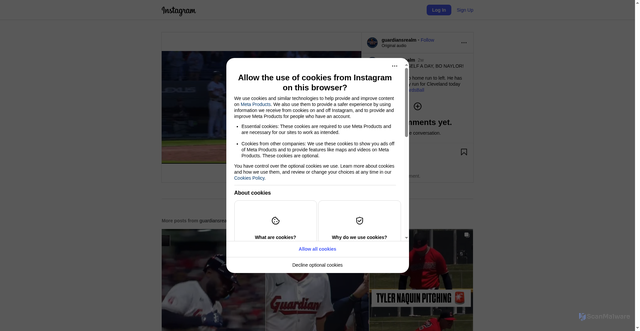 Security scan screenshot of https://www.instagram.com/reel/DOmGCntkQve/