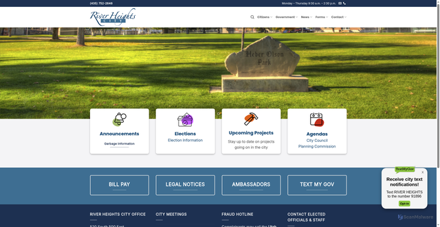 Security scan screenshot of https://riverheights.gov/