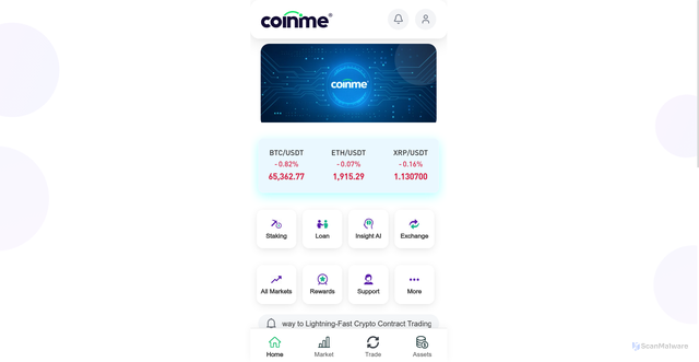 Security scan screenshot of http://www.coinmespot.com/